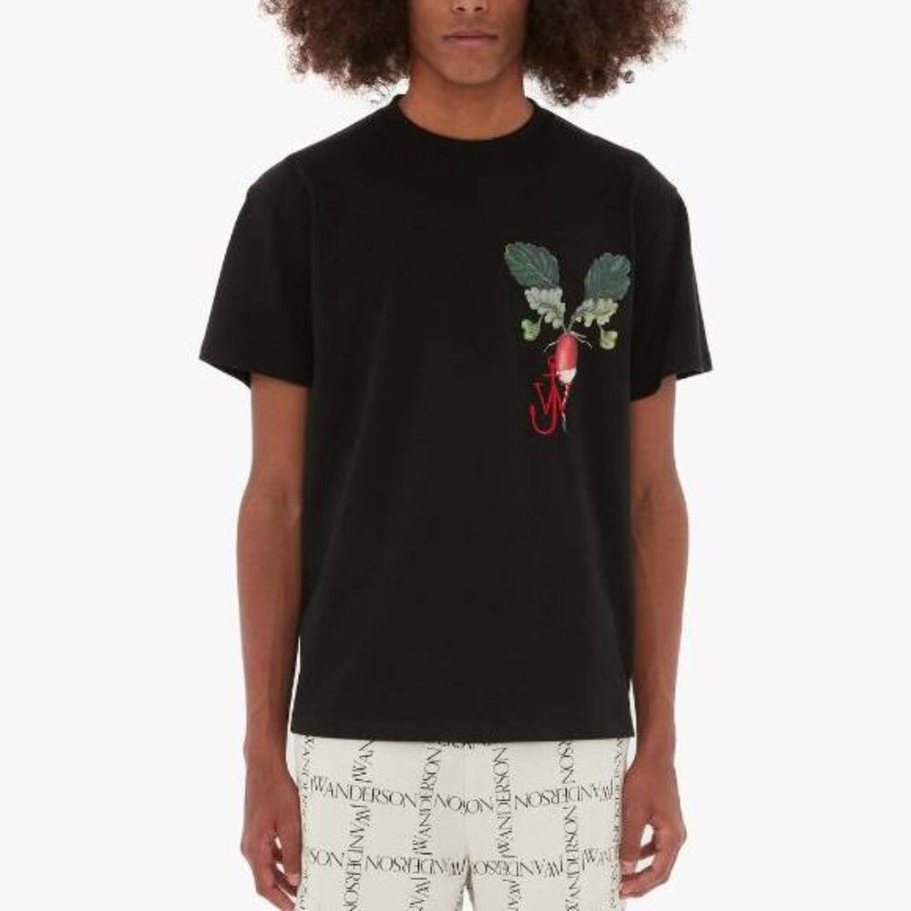 JW Anderson Black Printed Veggie Logo T-Shirt